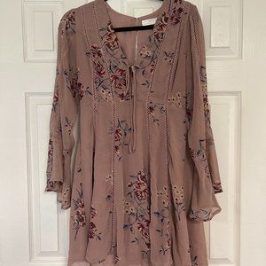 Floral Bell Sleeve Mini Dress